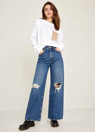 Джинси широкі рвані wide high waist жіночі jjxx сині (12345765-29)