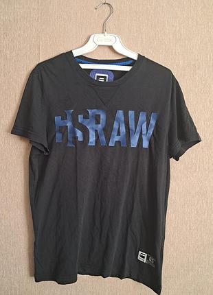 Чорна чоловіча футболка бренду g-star raw