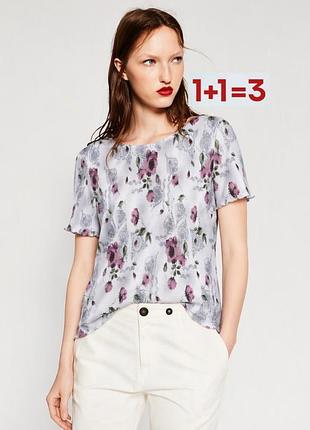 1+1=3 🎁 нежная футболка блуза плиссе в цветочный принт плиссе от george
