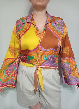 Блуза короткая насыщенные цвета легкая на лето размер l xl недорого легкая