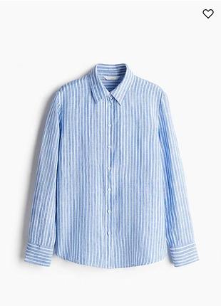 Женская льняная рубашка в полоску от h&amp;m
