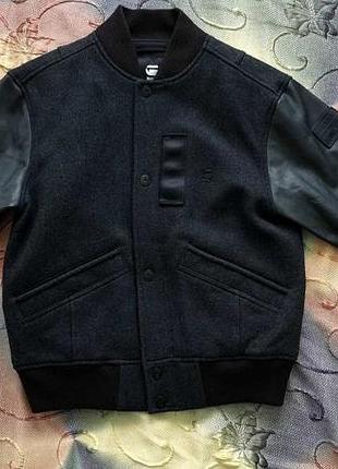 Классная, совершенно новая куртка бомбер g-star raw, натуральная кожа, шерсть