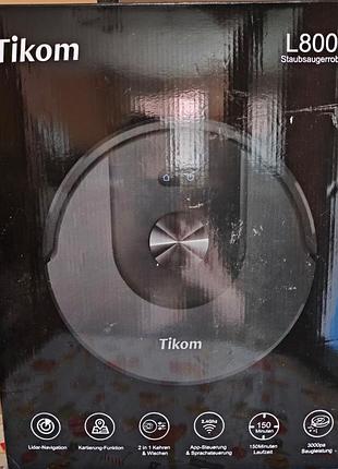 Робот-пилосос tikom l8000 з лідаром (lidar), вологим прибиранням і керуванням зі смартфона