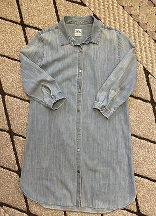 Джинсовое платье рубашка zara