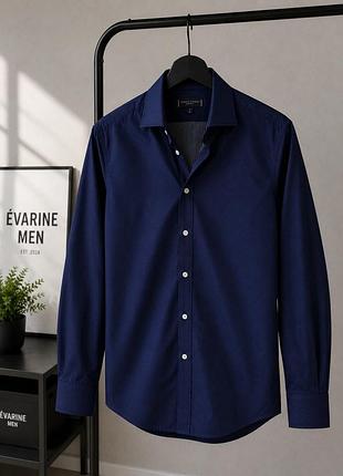 Tommy hilfiger tailored slim fit чоловіча сорочка синя в крапку оригінал m