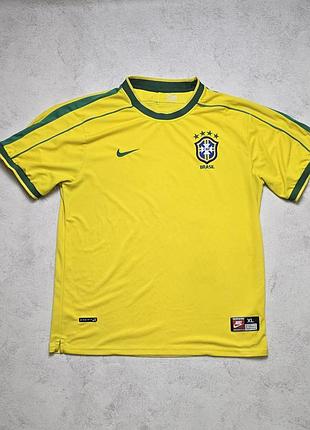 Футбол nike brazil 1998-00 reissue football shirt men’s xl retro soccer jersey