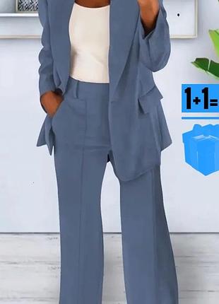 🥰 блакитний костюм жакет+ брюки 2xl
