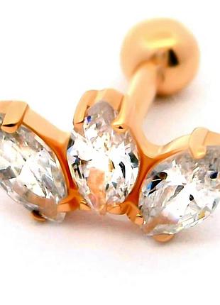 Серьга для хеликса из красного золота (з40034)