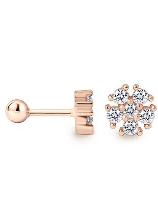 Серьга для хеликса из красного золота цветок нежности (з40108)