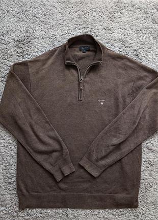 Солидный отечественный свитер gant, 1/2 zip, size l(подойдет на xl), состояние идеальное, плечи 52 подпахвы 61 рукав 64 длина 73