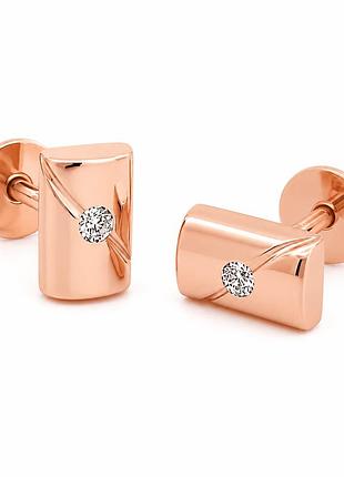 Серьги-пусеты с винтовой закруткой из красного золота лаконичность (з4987)