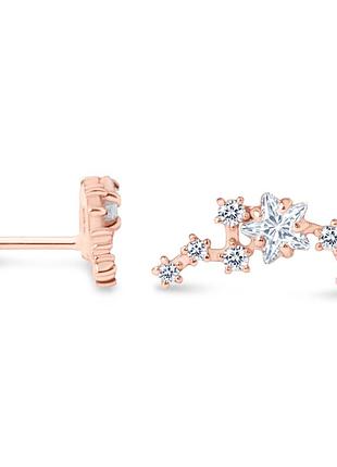 Сережка для хеліксу з червоного золота зоряне сяйво (з40106)