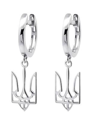 Серьги из белого золота тризуб (з40024)