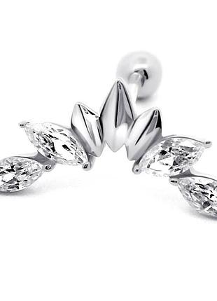 Серьга для хеликса из белого золота диадема (з40067)