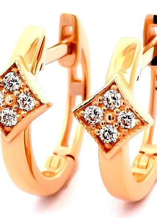 Сережки з червоного золота геометричні кільця (з40088)
