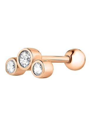 Серьга для хеликса из красного золота трио (з40069)