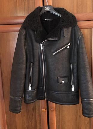 Чоловіча дублянка зимова zara ( чорна xl)