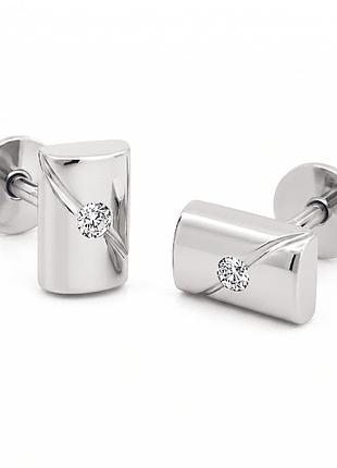 Серьги-пусеты с винтовой закруткой из белого золота лаконичность (з4987)
