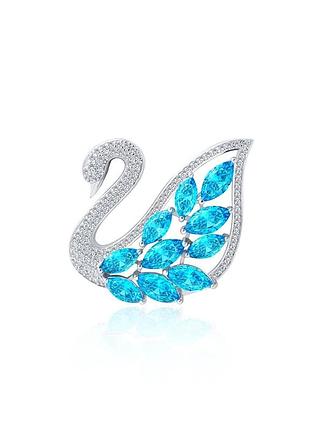 Серебряная брошь лебедь (9540)