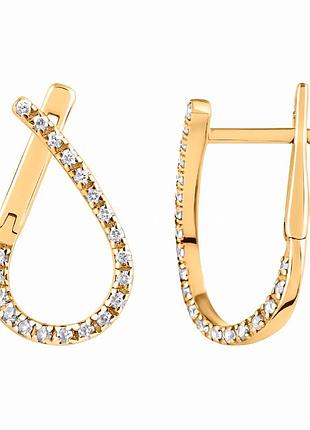 Серьги с английским замком из желтого золота (з40063)
