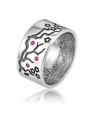 Серебряное кольцо сакура (3871)