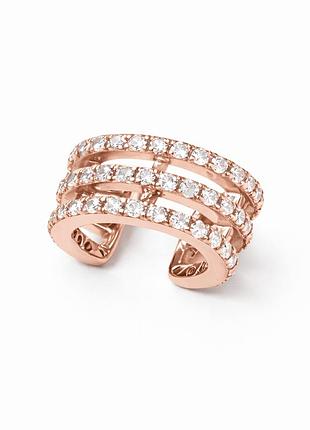 Серьга-кафа из красного золота сияние линий (з40097)