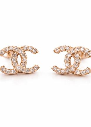 Серьги-гвоздики из красного золота дуо (з4679)
