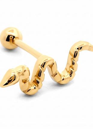 Сережка для хеліксу з жовтого золота змія (з40075)