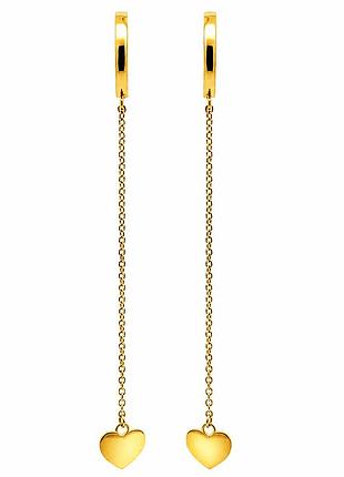 Сережки з жовтого золота ніжні серця (з40068)