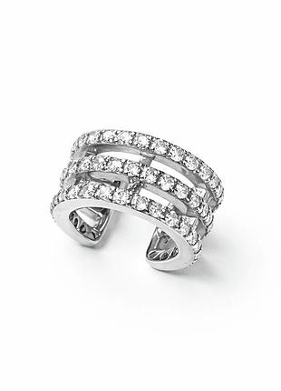 Серьга-кафа из белого золота сияние линий (з40097)