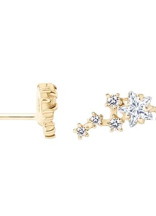 Серьга для хеликса из желтого золота звездное сияние (з40106)