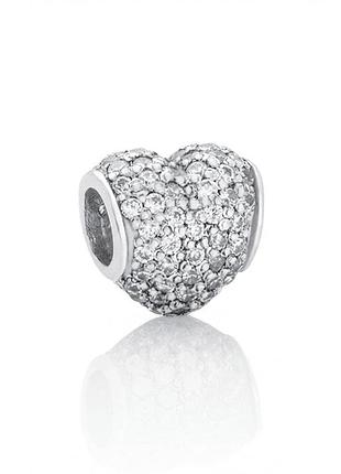 Шарм (бусина) сердце pave (7043)
