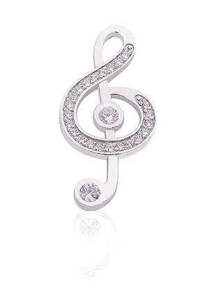 Серебряная брошь скрипичный ключ (9515)