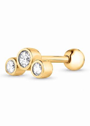 Серьга для хеликса из желтого золота трио (з40069)