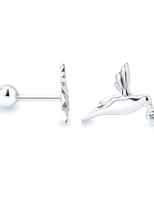 Сережка для хеліксу з білого золота пташка (з40109)