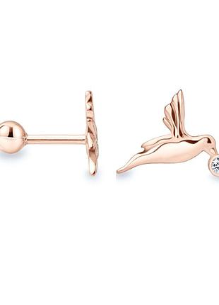 Сережка для хеліксу з червоного золота пташка (з40109)