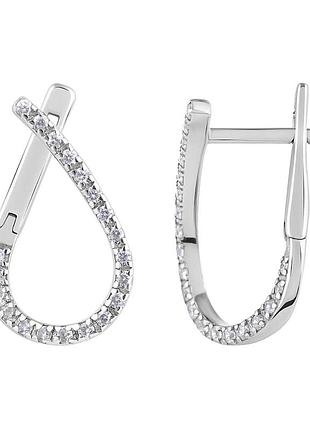 Серьги с английским замком из белого золота (з40063)