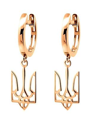 Серьги из красного золота тризуб (з40024)