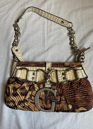 Сумка guess оригінал вінтаж 2000-х багет леопардова з логотипом