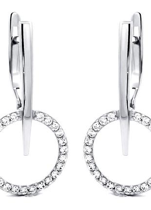 Серьги из белого золота halo light (з40077)