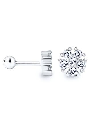 Серебряная серьга для хеликса цветок нежности (40108)