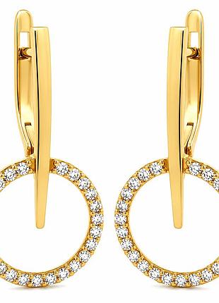 Серьги из желтого золота halo light (з40077)
