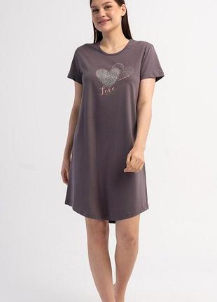 Бавовняна нічна сорочка 602088 vienetta графіт