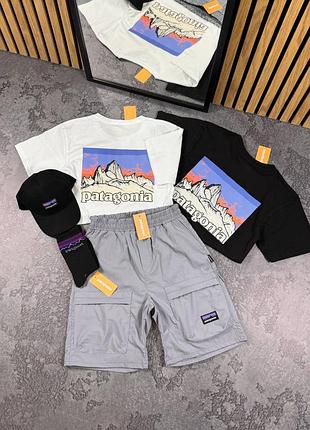 Спортивный костюм patagonia футболка + шорты + кепка патагони комплект на лето