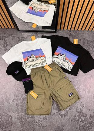 Костюм patagonia мужской летний шорты + футболка + кепка s / m / l / xl / xxl