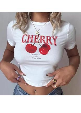 Футболка с вишенками shein