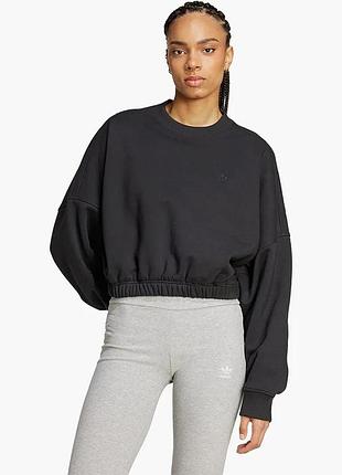 Світшот adidas укорочений oversize графітового кольору 70% бавовна новий