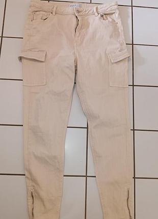 Джинси карго denim co молочного кольору, розмір eur 42  стильні жіночі джинси denim co (primark cares)