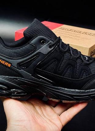 Skechers чоловічі на осінь водонепроникниюі кросівки чорні чоловічі кросовки скечерс осінні