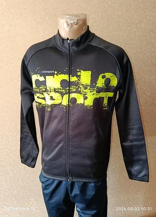 📝 велокуртка ciclosport (розмір s), чорна з жовтим принтом, утеплена